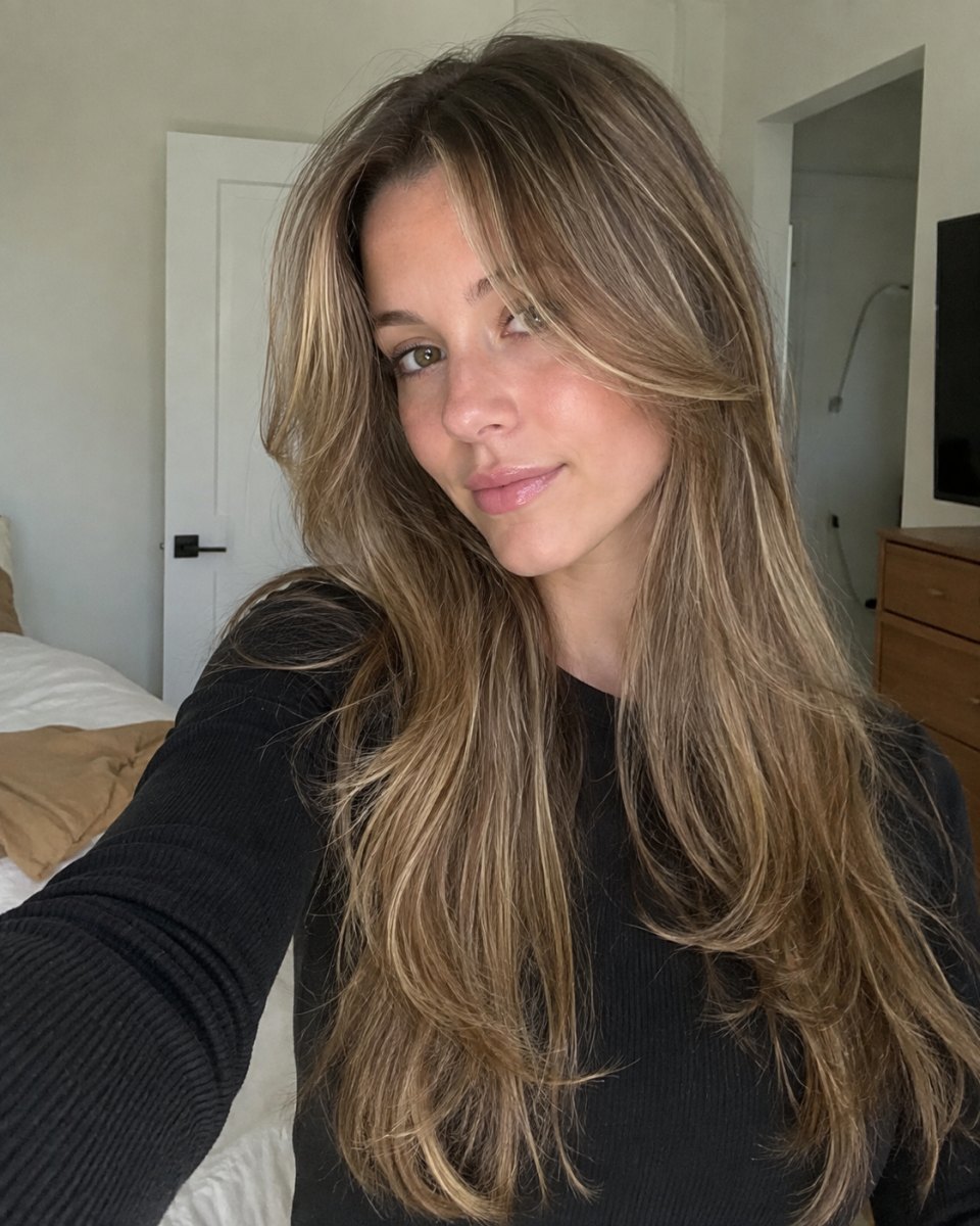 Face framing layered bangs