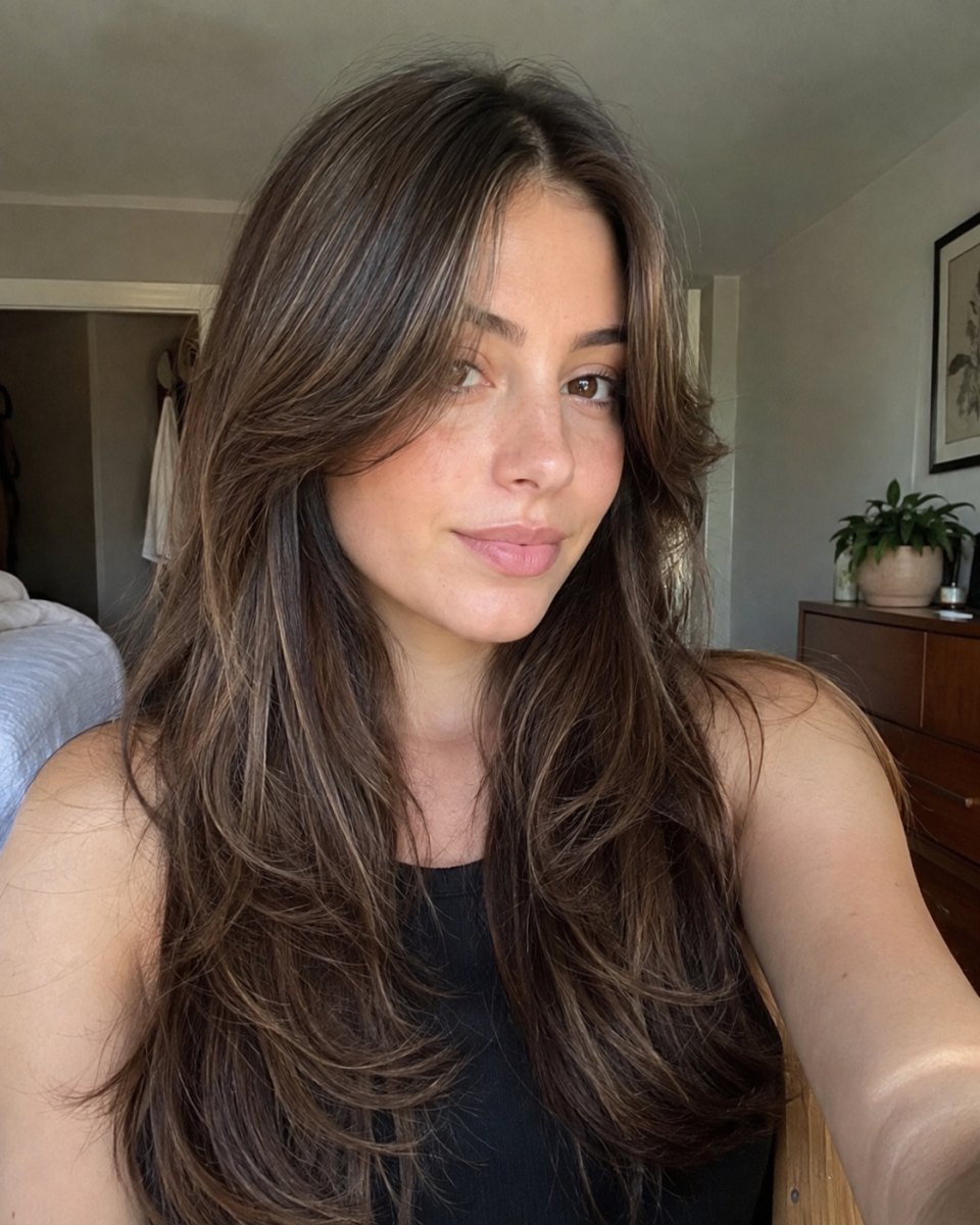 Middle part curtain bangs