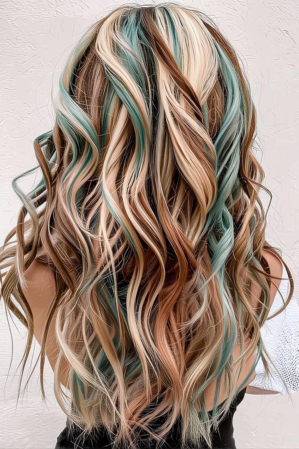 Teal Blonde Waves