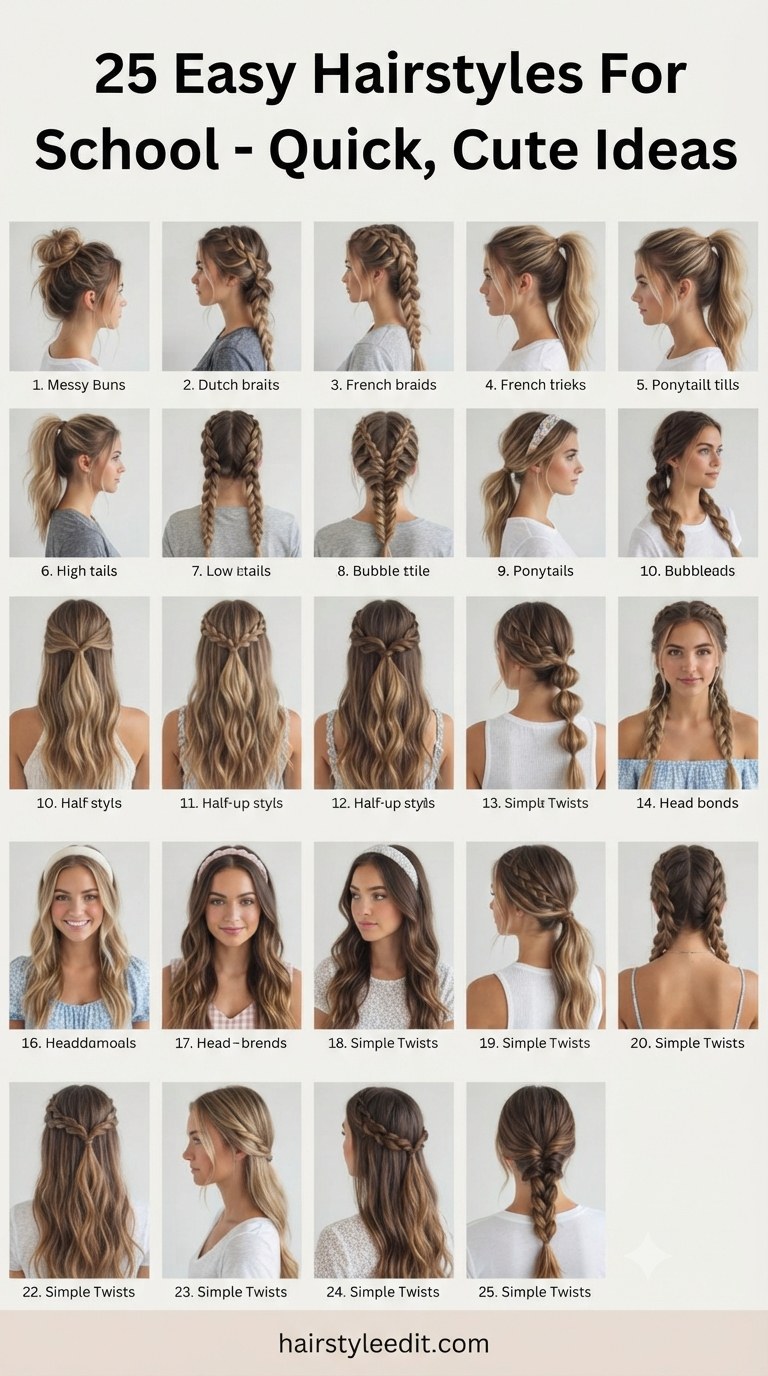 25 Easy Hairstyles For School - Quick, Cute Ideas
