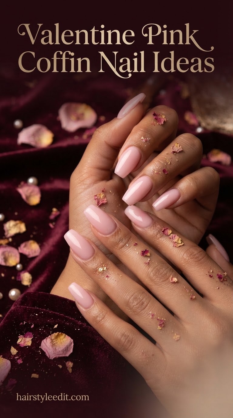 Valentine Pink Coffin Nail Ideas