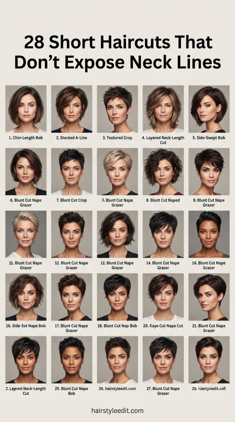 28 Short Haircuts That Don’t Expose Neck Lines