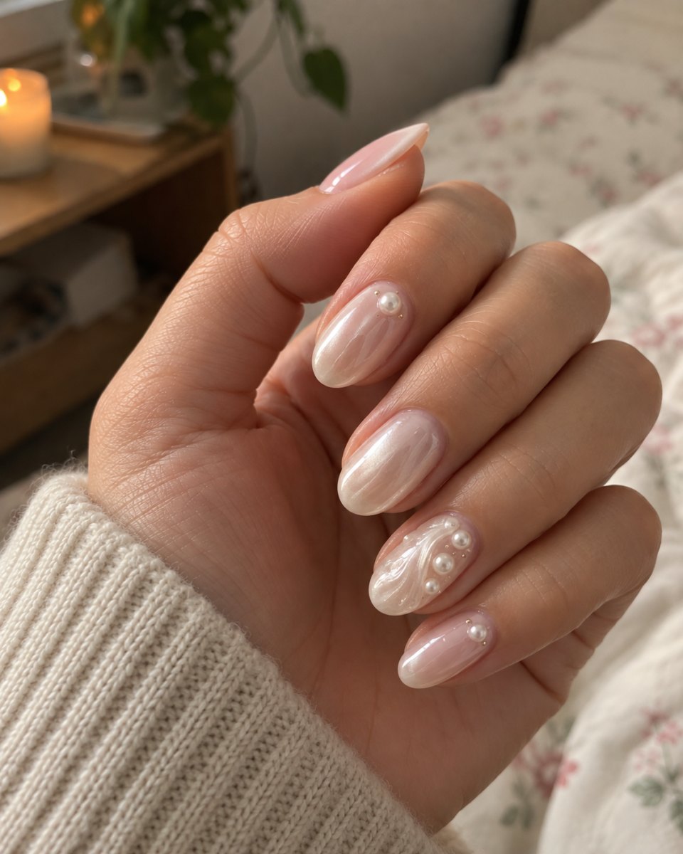 Pearl satin finish nails