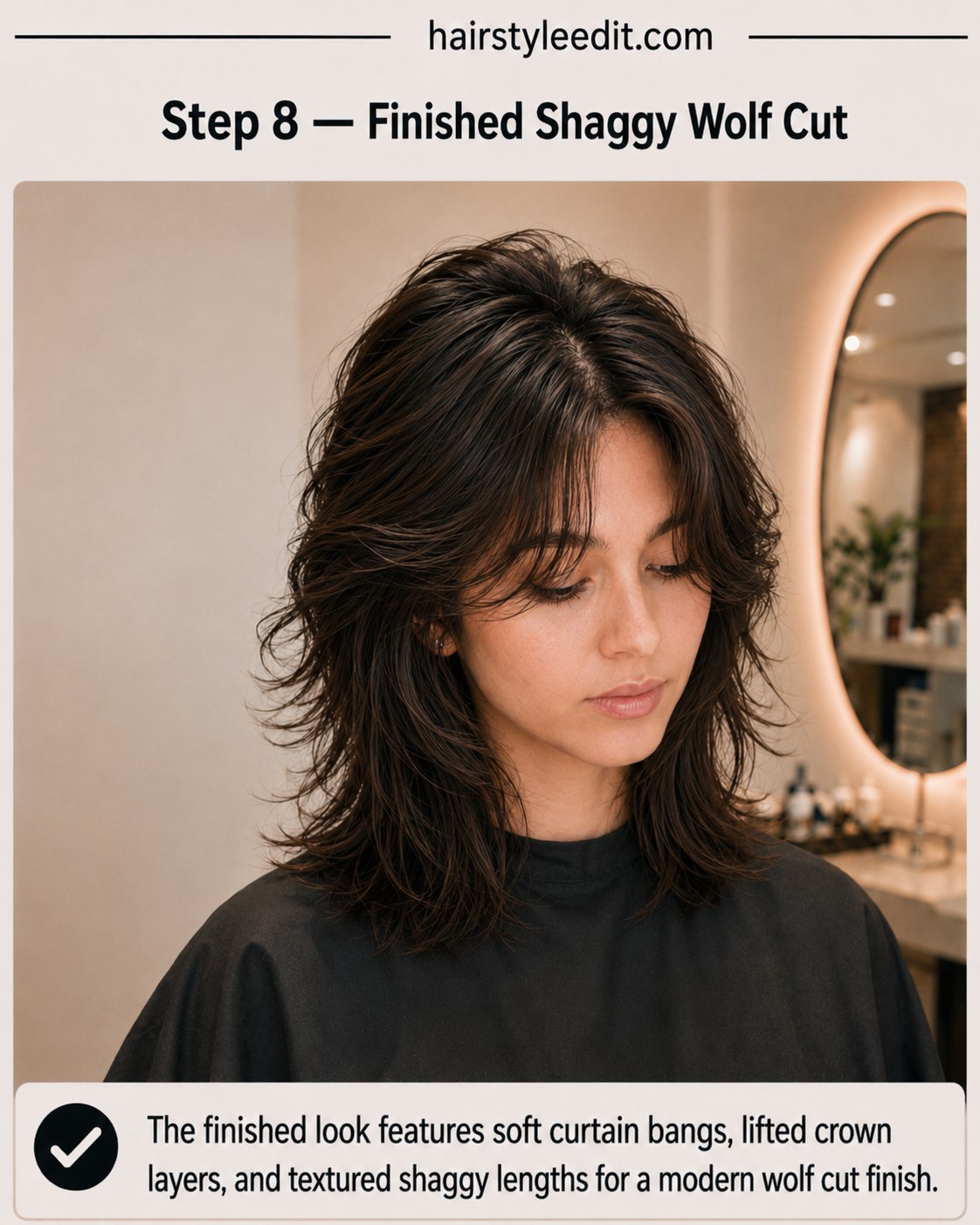 The Shaggy Wolf Cut With Curtain Bangs - A Step-By-Step