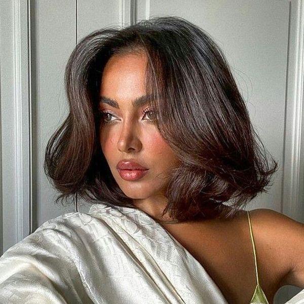 Short bob 90s blowout hairstyle