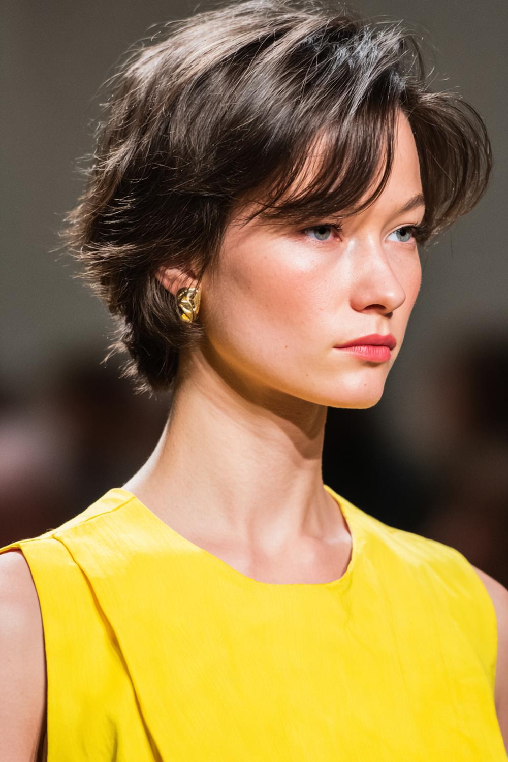 14. Short Hair Idea: Jawline Bob with Tucked-Behind-Ear Detail