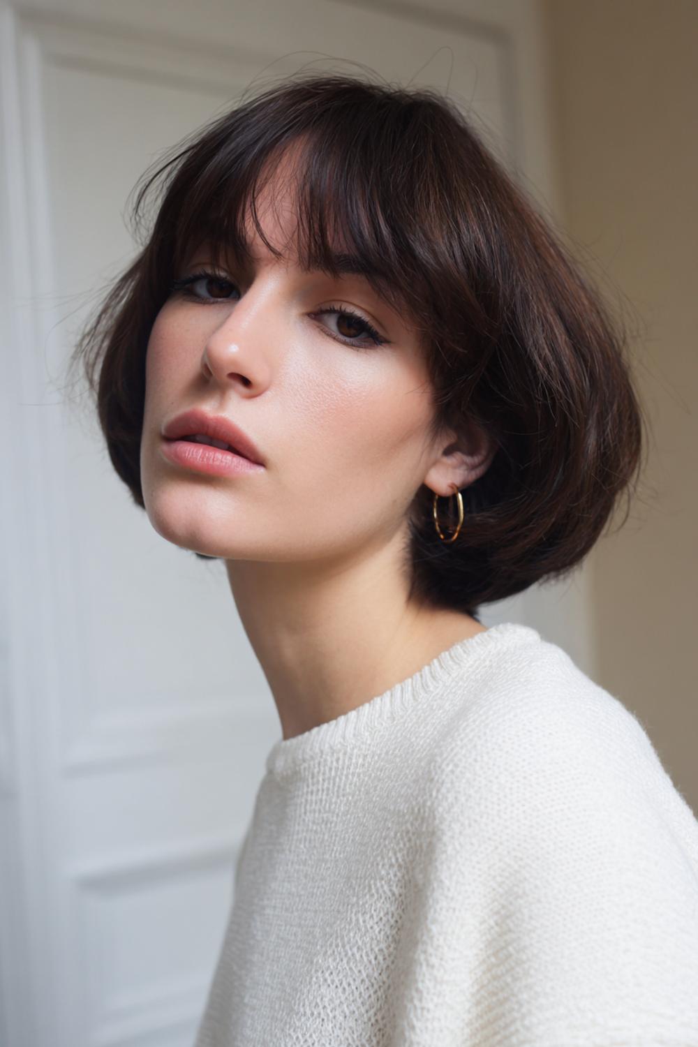 16. Short Hair Idea: Short Bob with Bottleneck Bangs and Soft Layers