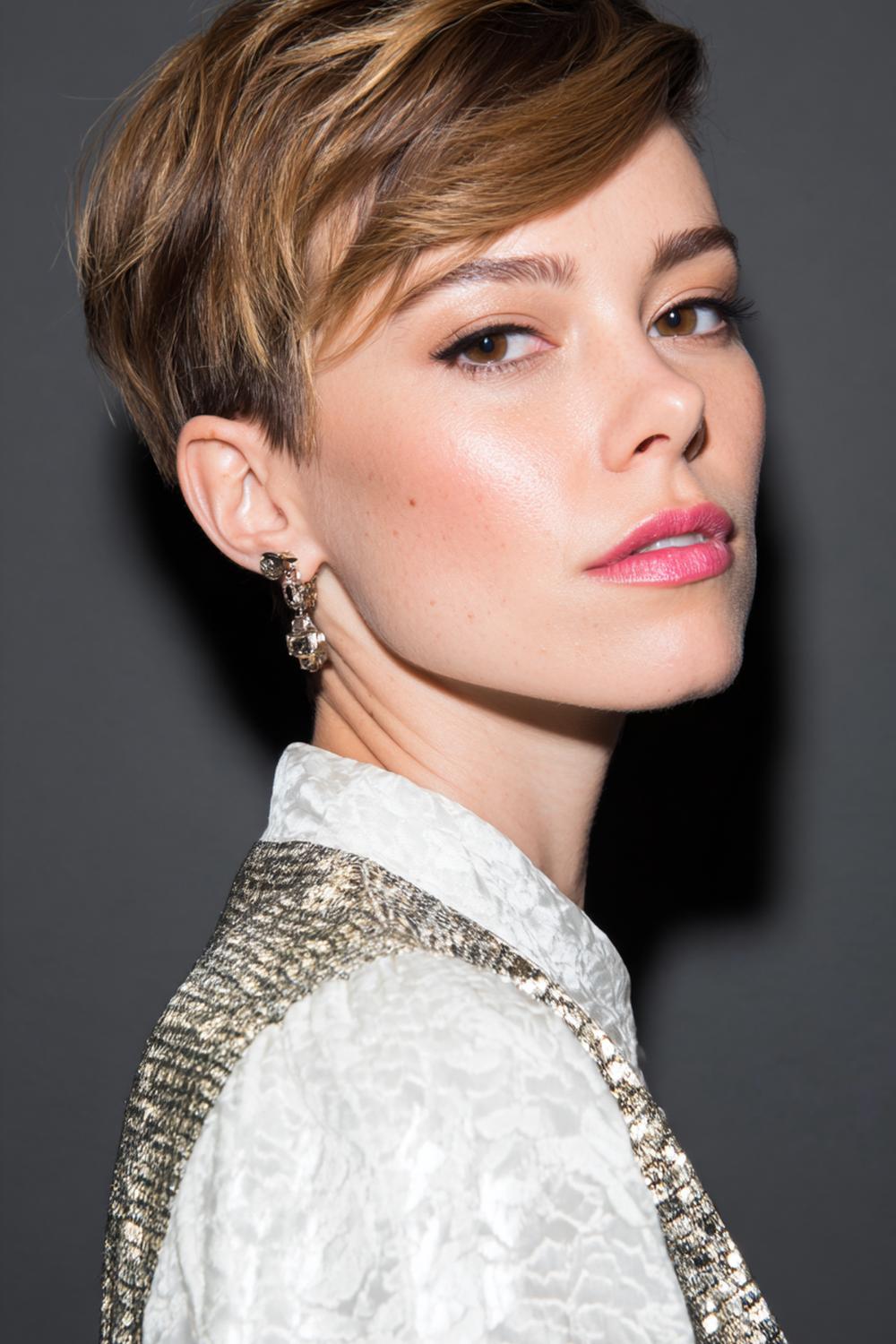 7. Short Hair Idea: Sculpted Pixie with Side-Swept Shine Panel