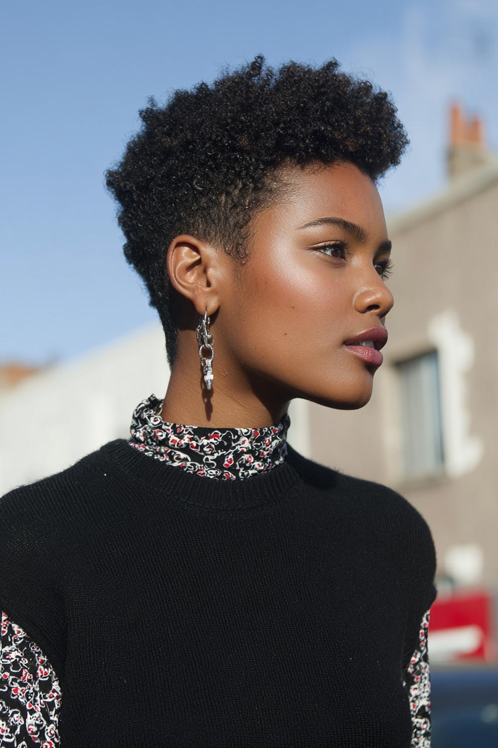 9. Short Hair Idea: Tapered Short Afro with Rounded Silhouette