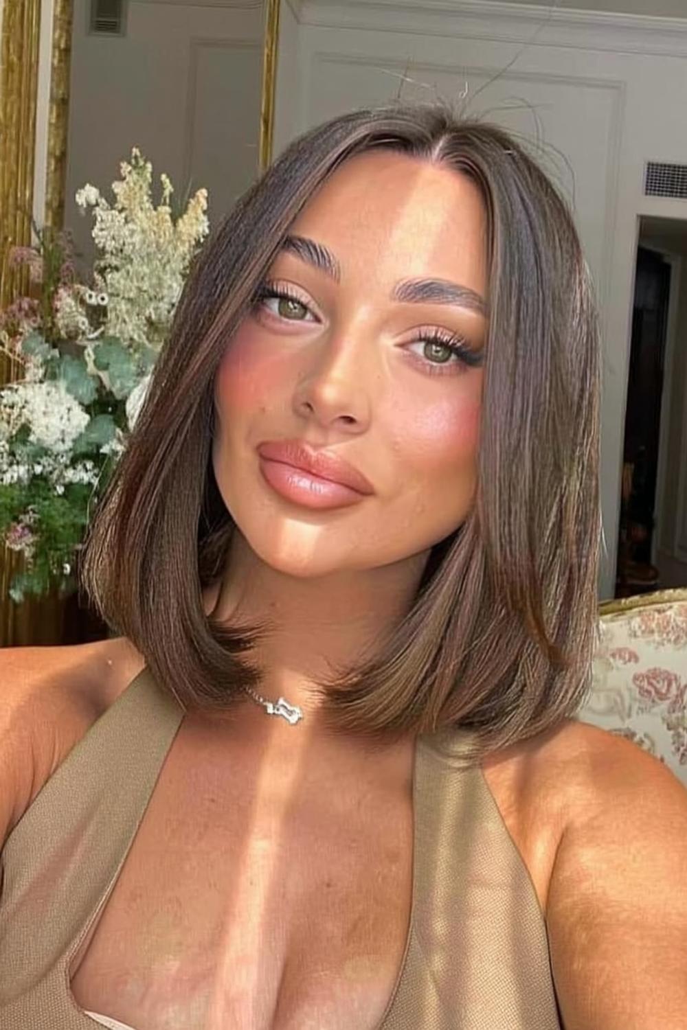 Glossy Brunette Bob