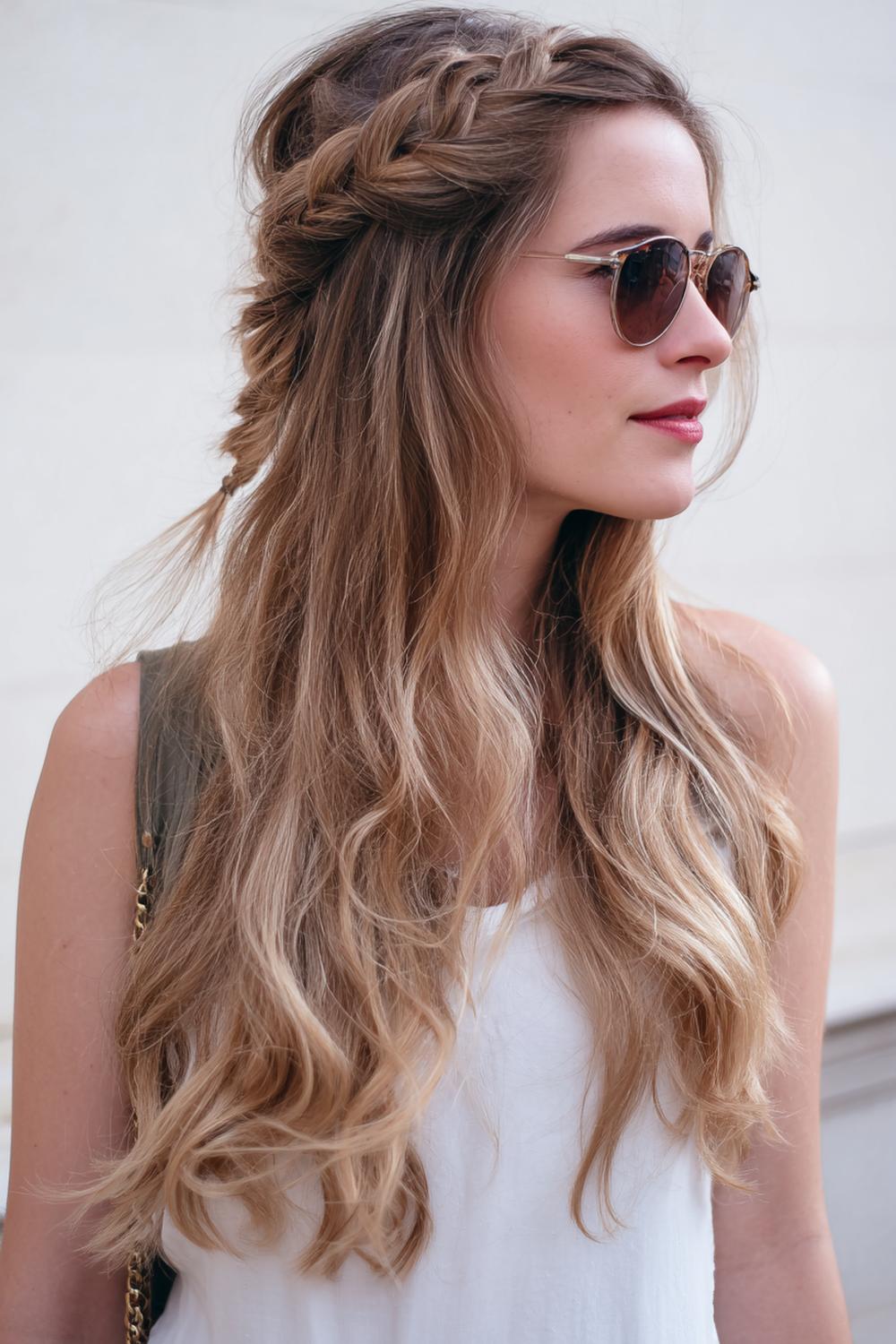 12. Simple Hairstyles for Long Hair: Braided Headband With Loose Length