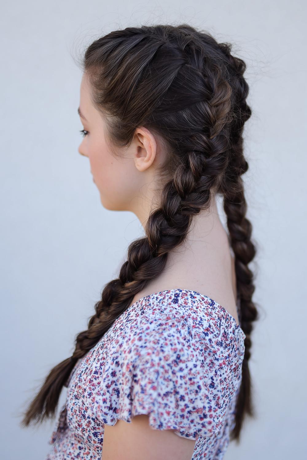 18. Simple Hairstyles for Long Hair: Double Dutch Braids With Tight, Clean Lines