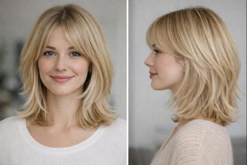 Fine hair soft blowout curtain bangs