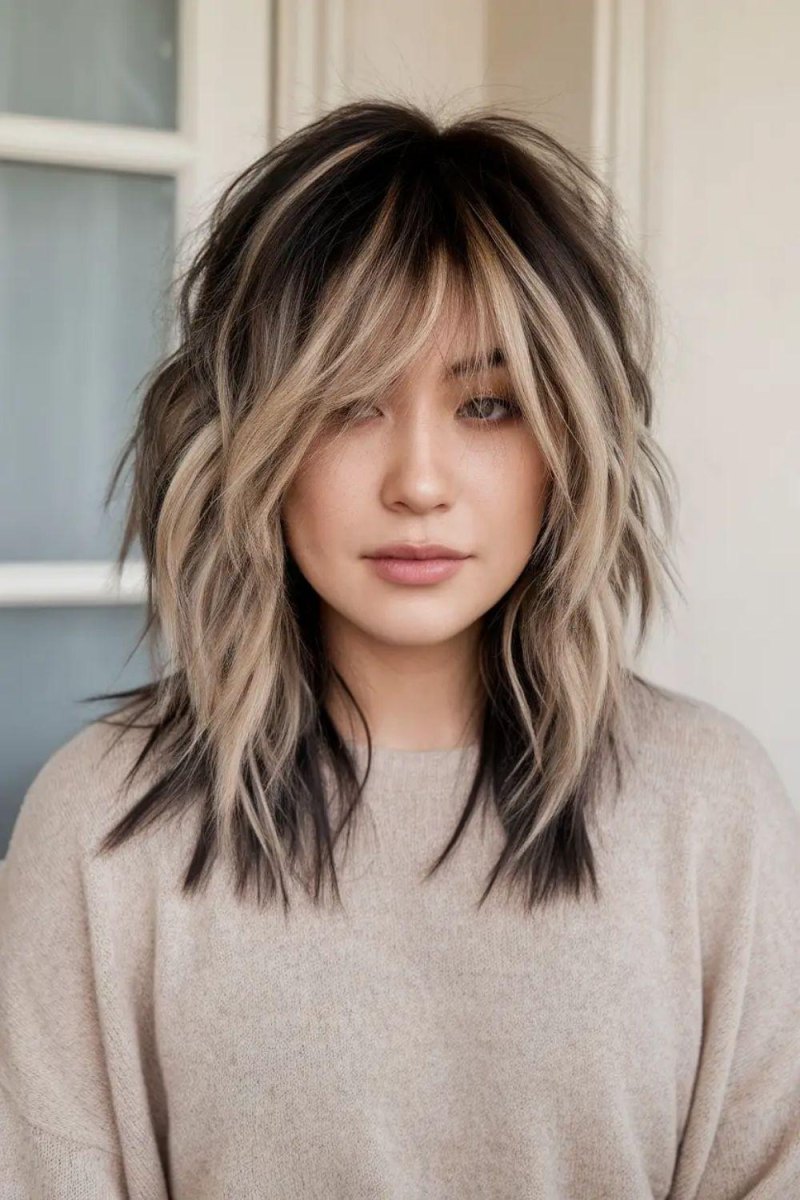 Soft wolf cut subtle highlights
