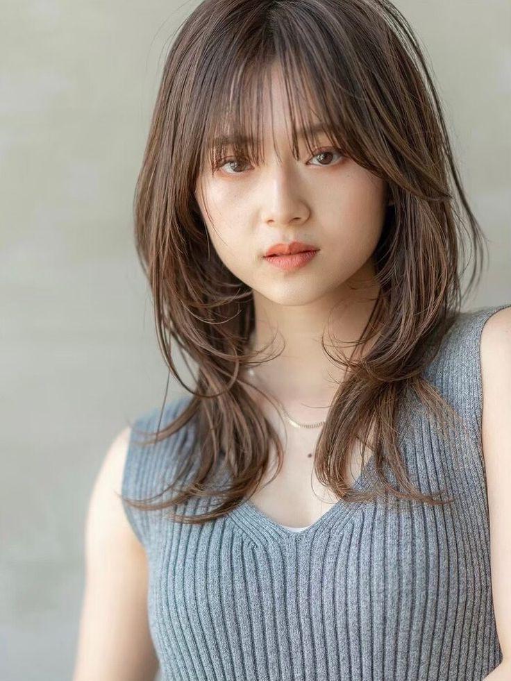 Soft wolf cut wispy bangs