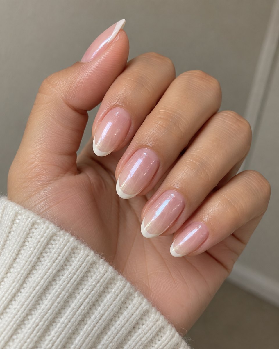 Natural Hailey Bieber glazed donut french tips