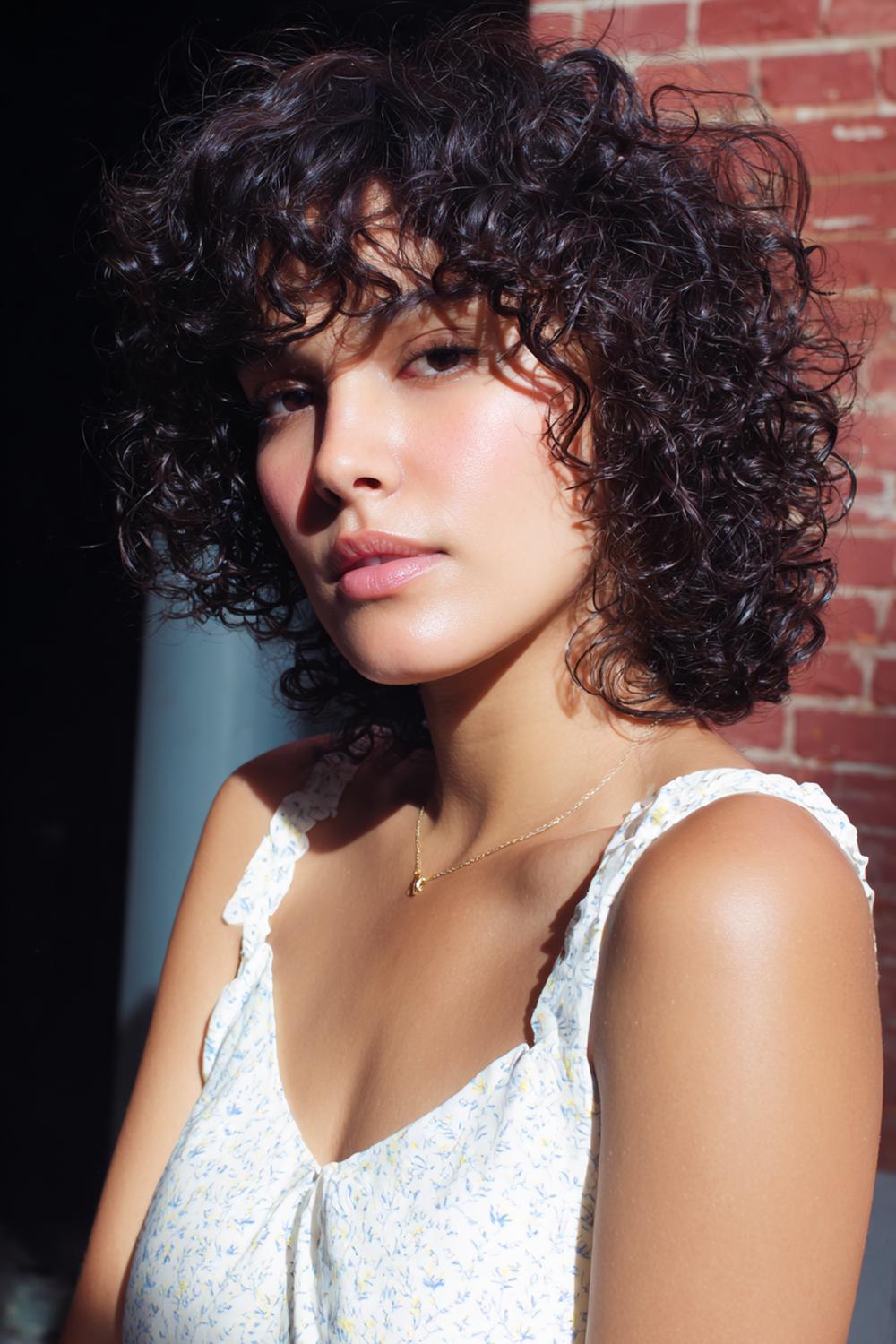 10. Curly Hair Halo Cut with Defined Ringlets