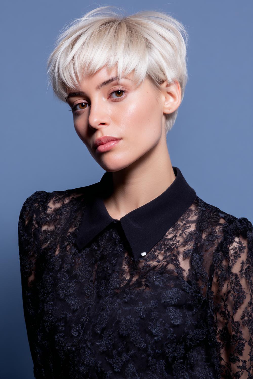 6. Pixie Hair Crop with Micro Fringe and Shine