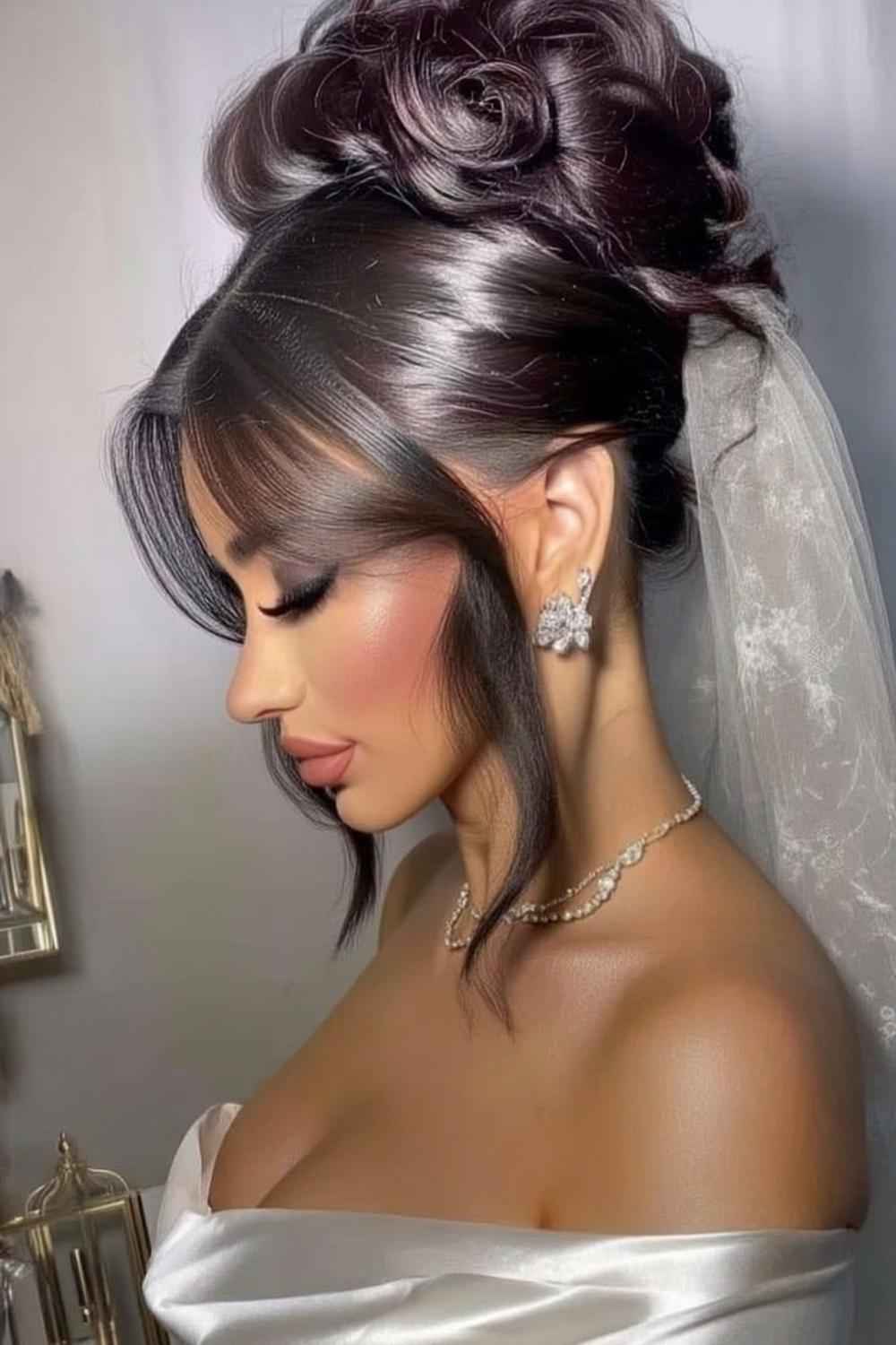 Classic Rose Updo with Veil