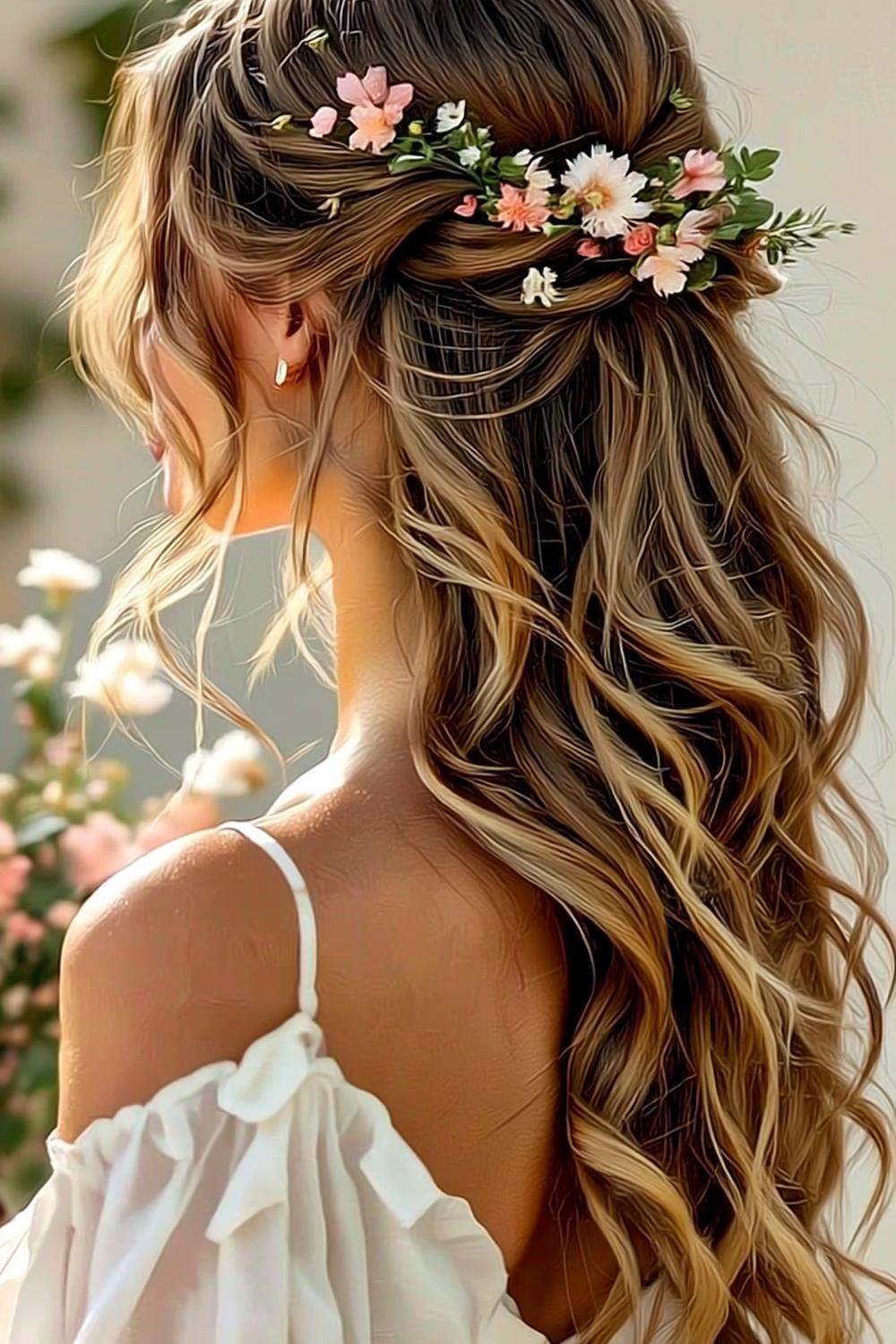 Fresh Flowers Crown Cascade